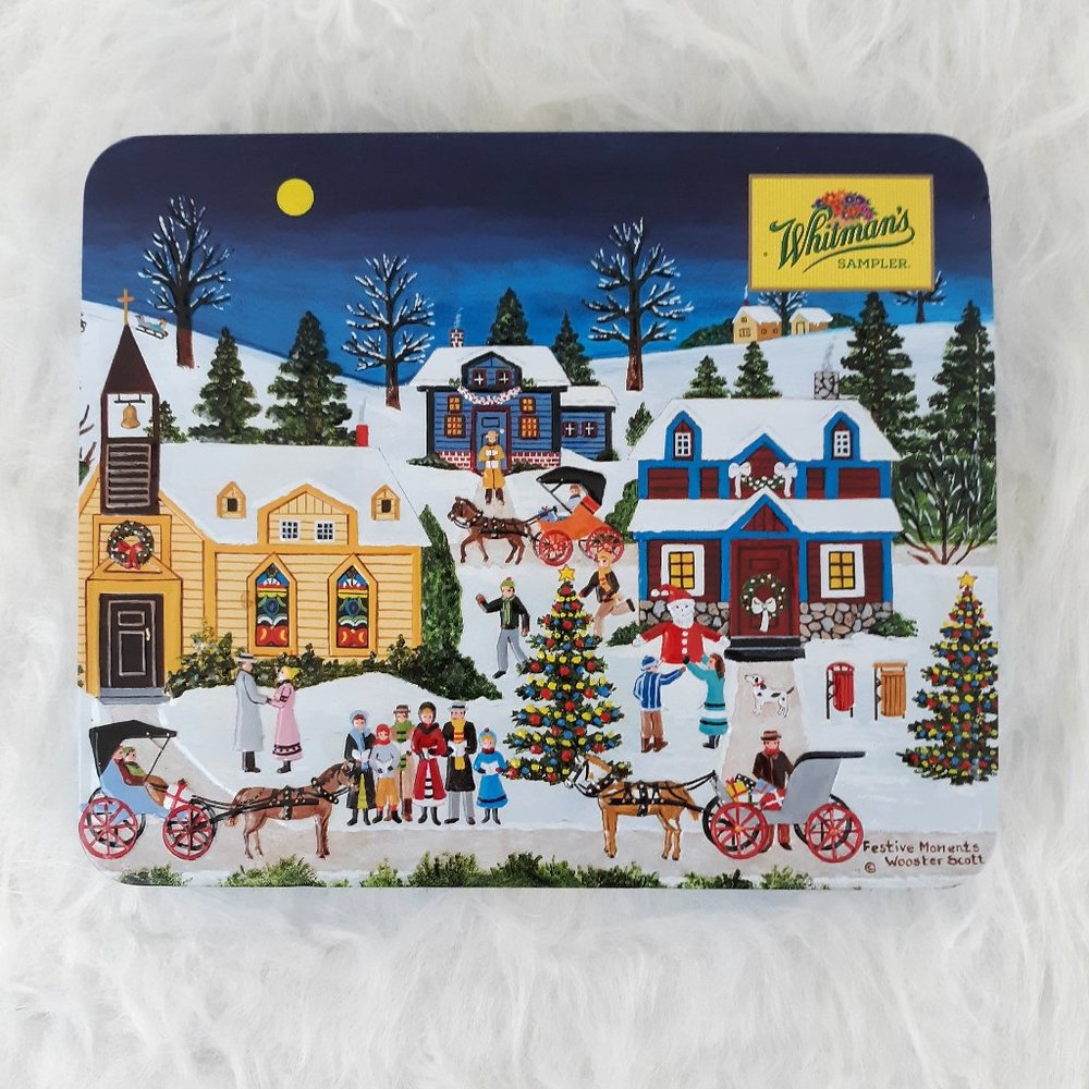 Whitman's Hinged Tin Box by Wooster Scott 2001 Festive Moments Christmas 3D